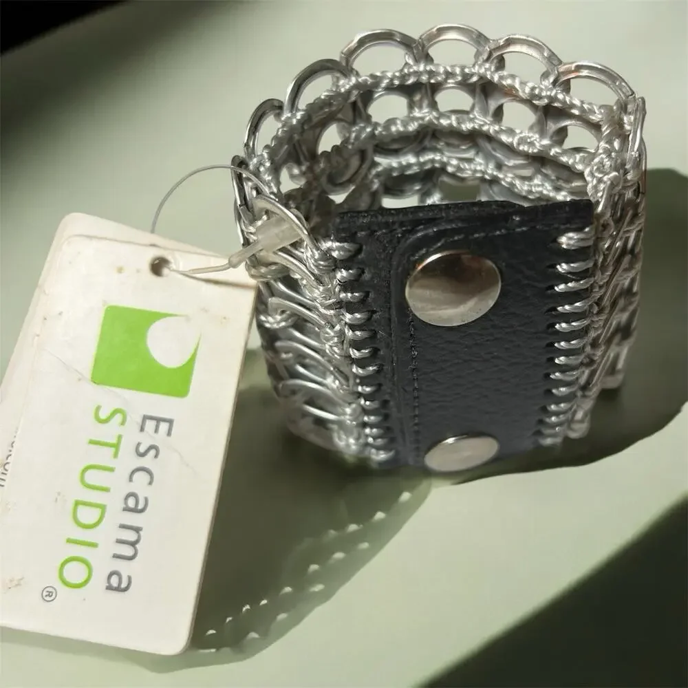 New-Escama Studio - Cuff Bracelet- Handmade Recycled Pull Tabs -2.5 In X 7 In - Picture 2 of 5